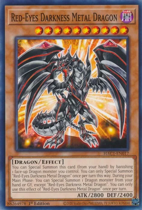 Red-Eyes Darkness Metal Dragon HAC1-EN017 Yu-Gi-Oh card from Hidden Arsenal: Chapter 1