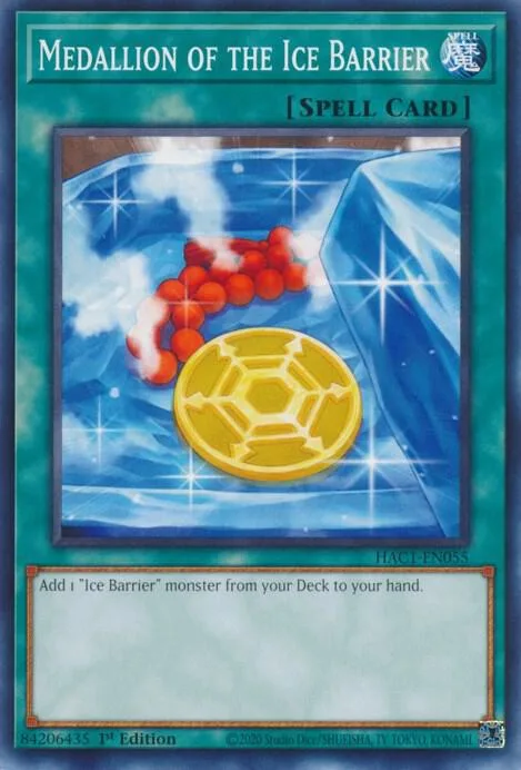 Medallion of the Ice Barrier HAC1-EN055 Yu-Gi-Oh card from Hidden Arsenal: Chapter 1