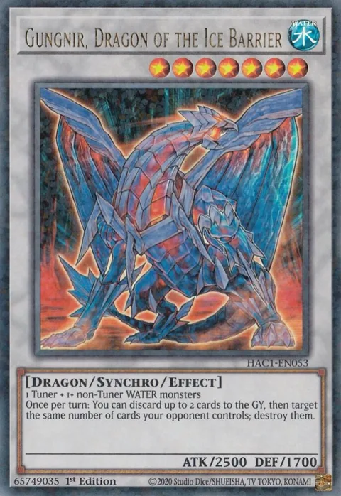 Gungnir, Dragon of the Ice Barrier Duel Terminal HAC1-EN053 Yu-Gi-Oh card from Hidden Arsenal: Chapter 1