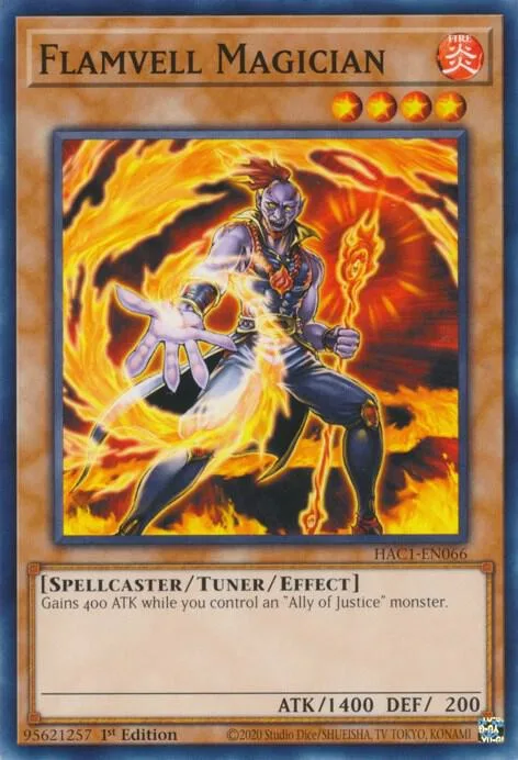 Flamvell Magician HAC1-EN066 Yu-Gi-Oh card from Hidden Arsenal: Chapter 1
