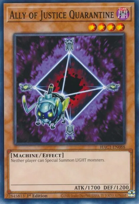 Ally of Justice Quarantine HAC1-EN088 Yu-Gi-Oh card from Hidden Arsenal: Chapter 1