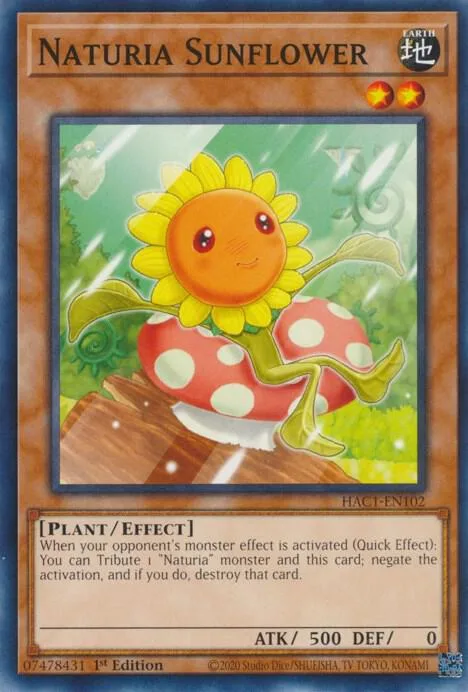 Naturia Sunflower HAC1-EN102 Yu-Gi-Oh card from Hidden Arsenal: Chapter 1