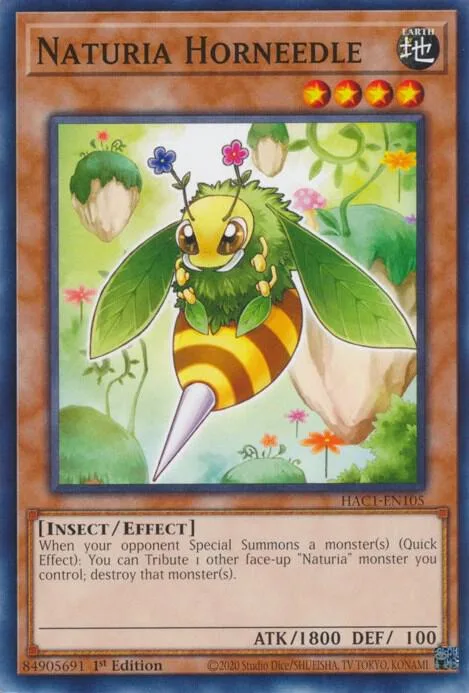 Naturia Horneedle HAC1-EN105 Yu-Gi-Oh card from Hidden Arsenal: Chapter 1