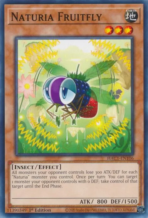 Naturia Fruitfly HAC1-EN106 Yu-Gi-Oh card from Hidden Arsenal: Chapter 1