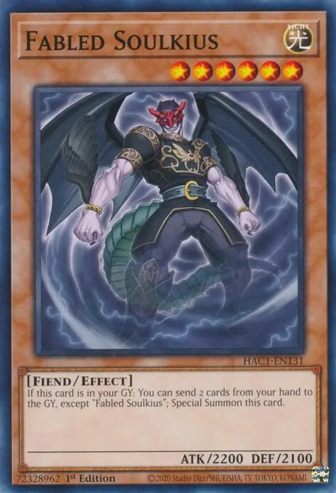 Fabled Soulkius HAC1-EN131 Yu-Gi-Oh card from Hidden Arsenal: Chapter 1