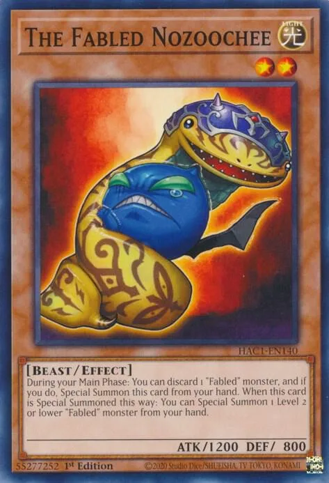 The Fabled Nozoochee HAC1-EN140 Yu-Gi-Oh card from Hidden Arsenal: Chapter 1