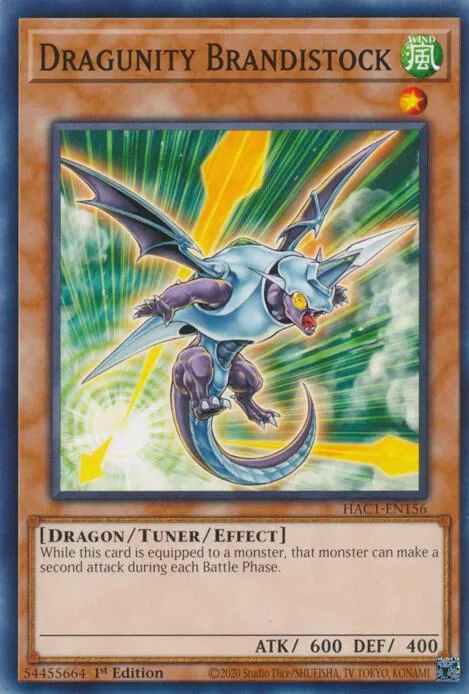 Dragunity Brandistock HAC1-EN156 Yu-Gi-Oh card from Hidden Arsenal: Chapter 1