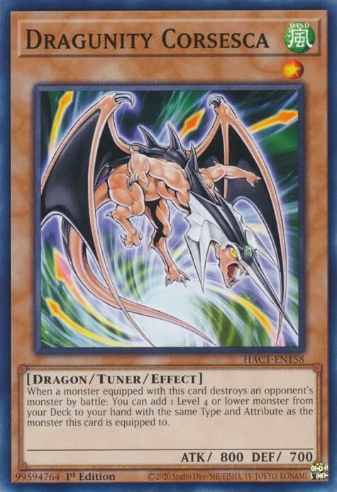 Dragunity Corsesca HAC1-EN158 Yu-Gi-Oh card from Hidden Arsenal: Chapter 1