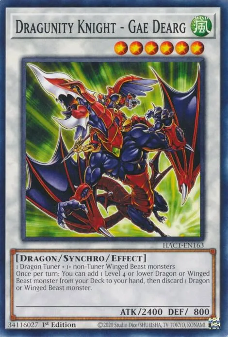Dragunity Knight - Gae Dearg HAC1-EN163 Yu-Gi-Oh card from Hidden Arsenal: Chapter 1