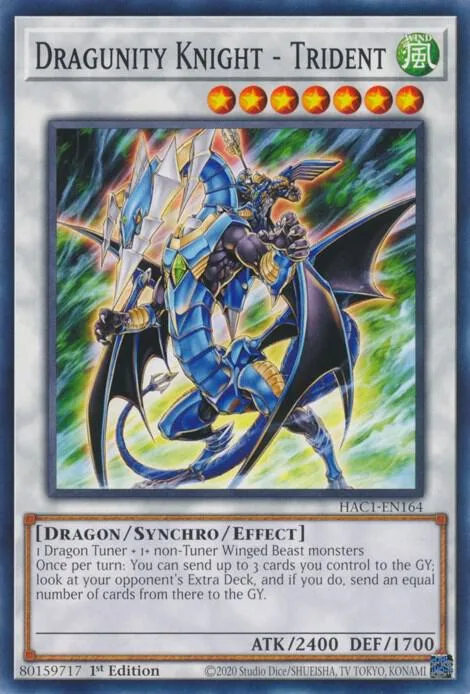 Dragunity Knight - Trident HAC1-EN164 Yu-Gi-Oh card from Hidden Arsenal: Chapter 1