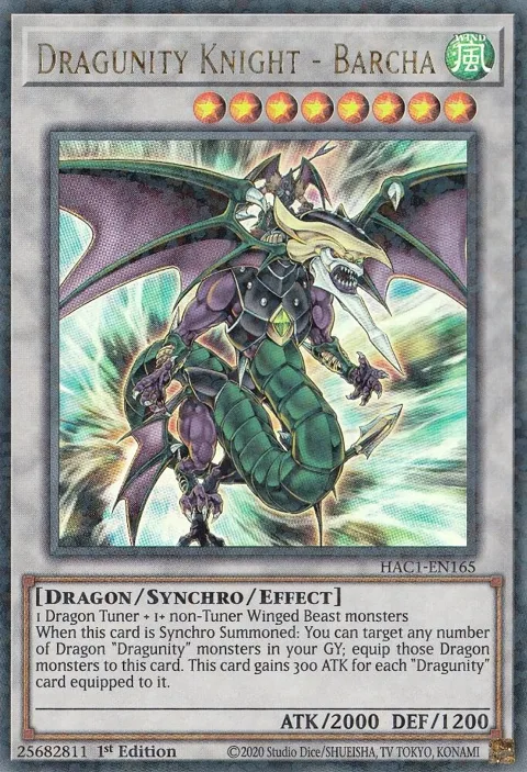 Dragunity Knight - Barcha Duel Terminal HAC1-EN165 Yu-Gi-Oh card from Hidden Arsenal: Chapter 1