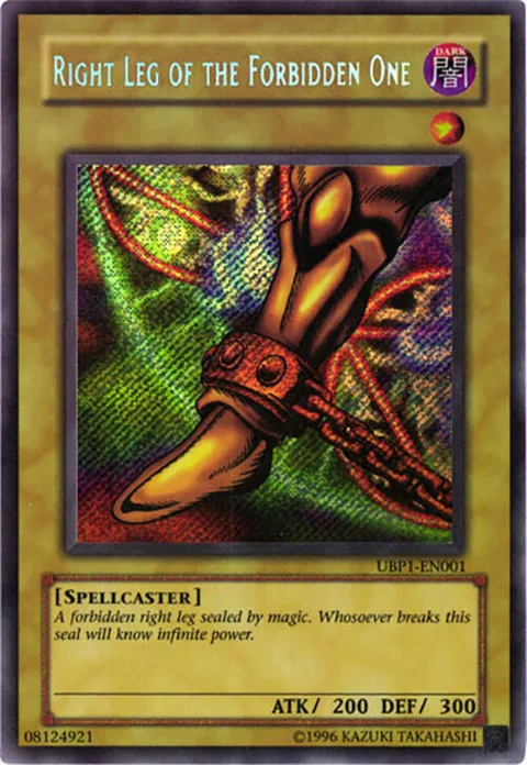 Right Leg of the Forbidden One UBP1-EN001 Yu-Gi-Oh card from GX Ultimate Beginner's Pack 1