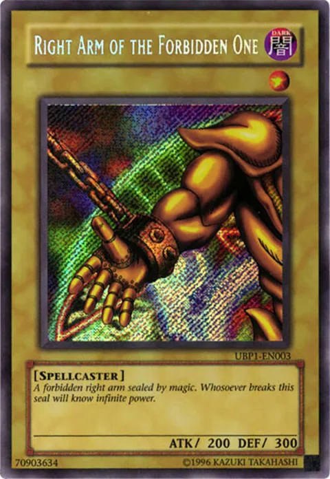Right Arm of the Forbidden One UBP1-EN003 Yu-Gi-Oh card from GX Ultimate Beginner's Pack 1