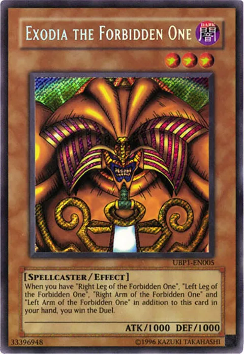 Exodia the Forbidden One UBP1-EN005 Yu-Gi-Oh card from GX Ultimate Beginner's Pack 1