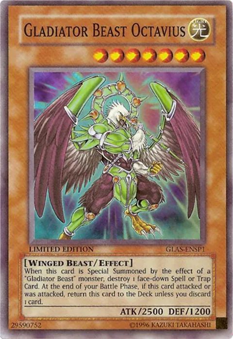 Gladiator Beast Octavius GLAS-ENSP1 Yu-Gi-Oh card from Sneak Preview Series 3