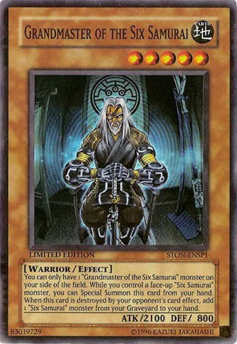 Grandmaster of the Six Samurai STON-ENSP1 Yu-Gi-Oh card from Sneak Preview Series 3