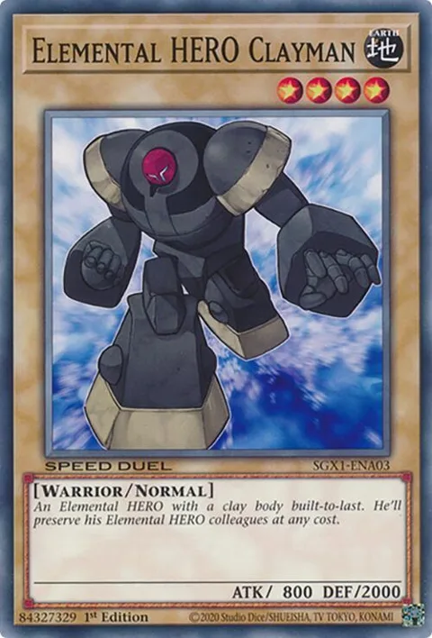 Elemental HERO Clayman SGX1-ENA03 Yu-Gi-Oh card from Speed Duel GX: Duel Academy Box
