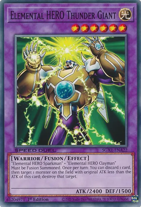 Elemental HERO Thunder Giant SGX1-ENA22 Yu-Gi-Oh card from Speed Duel GX: Duel Academy Box