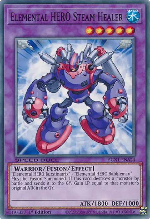 Elemental HERO Steam Healer SGX1-ENA24 Yu-Gi-Oh card from Speed Duel GX: Duel Academy Box