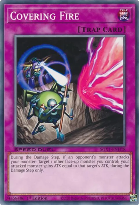 Covering Fire SGX1-ENH18 Yu-Gi-Oh card from Speed Duel GX: Duel Academy Box