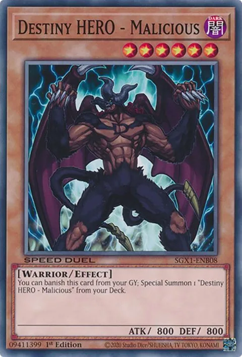 Destiny HERO - Malicious SGX1-ENB08 Yu-Gi-Oh card from Speed Duel GX: Duel Academy Box