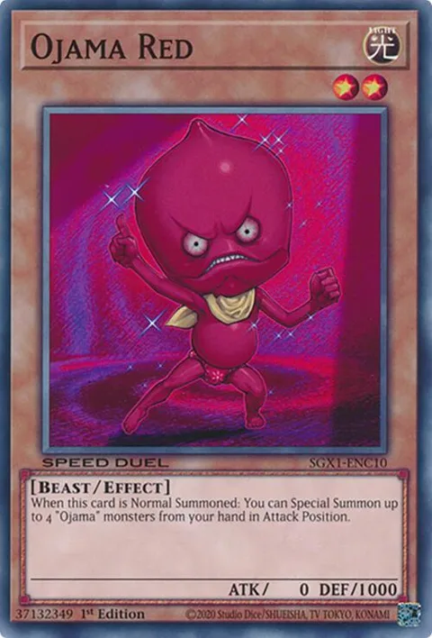 Ojama Red SGX1-ENC10 Yu-Gi-Oh card from Speed Duel GX: Duel Academy Box