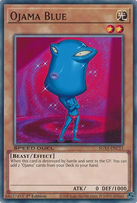 Ojama Blue SGX1-ENC11 Yu-Gi-Oh card from Speed Duel GX: Duel Academy Box