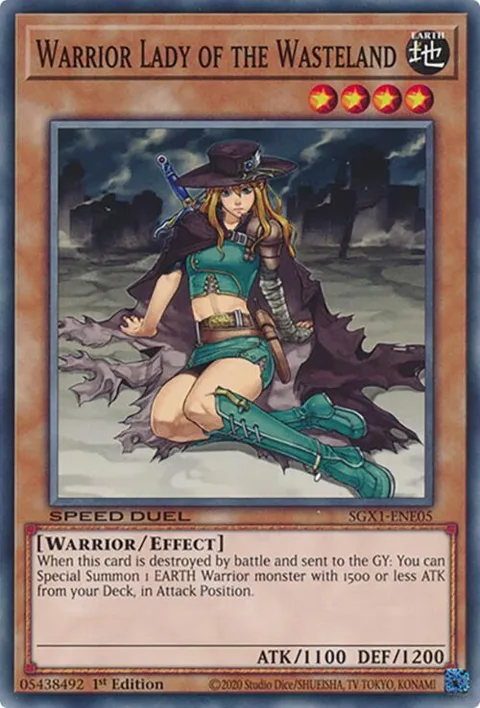 Warrior Lady of the Wasteland SGX1-ENE05 Yu-Gi-Oh card from Speed Duel GX: Duel Academy Box