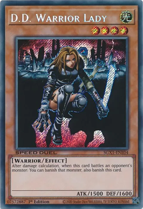 D.D. Warrior Lady Secret Rare SGX1-ENE04 Yu-Gi-Oh card from Speed Duel GX: Duel Academy Box