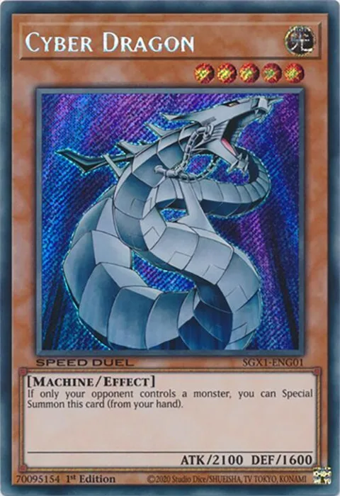 Cyber Dragon Secret Rare SGX1-ENG01 Yu-Gi-Oh card from Speed Duel GX: Duel Academy Box
