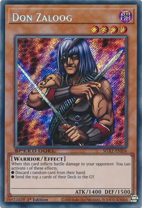 Don Zaloog Secret Rare SGX1-ENI04 Yu-Gi-Oh card from Speed Duel GX: Duel Academy Box