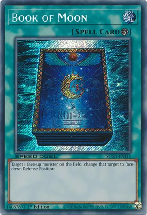 Book of Moon Secret Rare SGX1-ENI15 Yu-Gi-Oh card from Speed Duel GX: Duel Academy Box