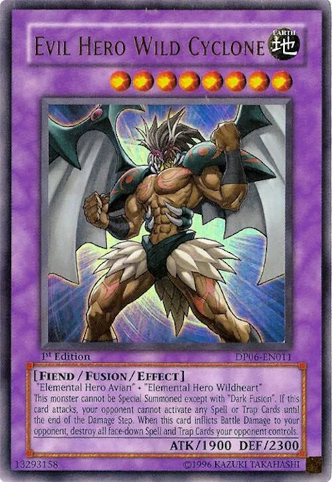 Evil Hero Wild Cyclone DP06-EN011 1st Edition Yu-Gi-Oh card from Duelist Pack 6: Jaden Yuki 3