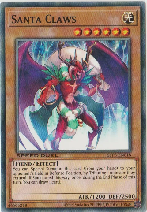 Santa Claws STP3-EN018 Yu-Gi-Oh card from Speed Duel: Tournament Pack 3