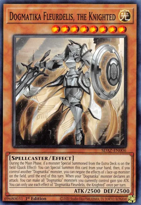 Dogmatika Fleurdelis, the Knighted SDAZ-EN006 Yu-Gi-Oh card from Structure Deck: Albaz Strike