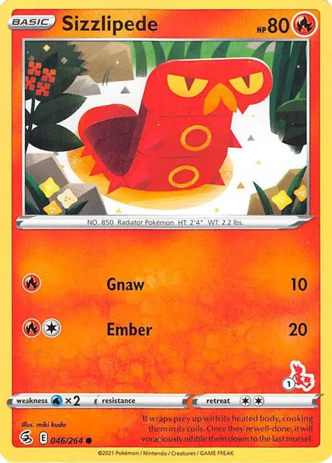 Sizzlipede - 046/264 #1 Cinderace Stamped #046/264 Pokémon card from Battle Academy 2022