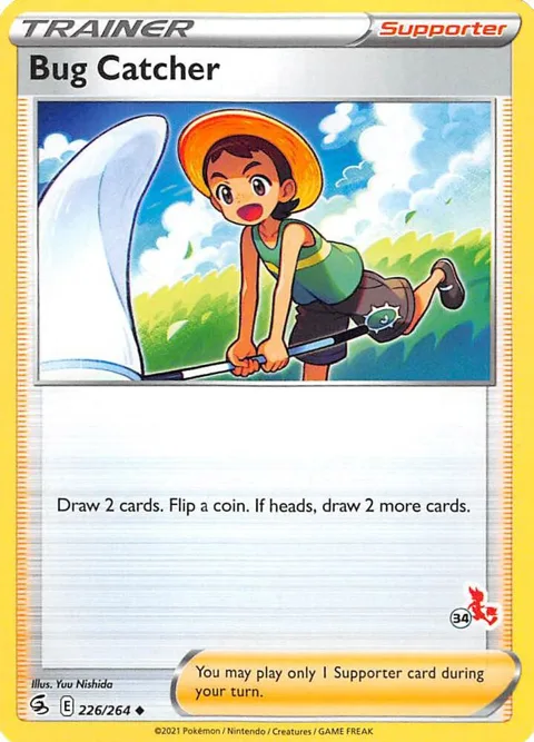 Bug Catcher - 226/264 #34 Cinderace Stamped #226/164 Pokémon card from Battle Academy 2022