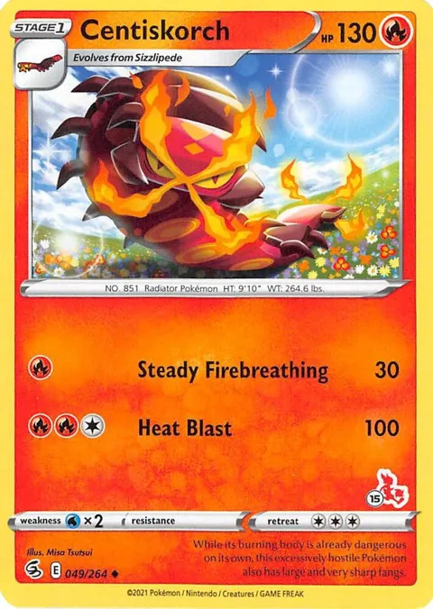 Centiskorch - 049/264 #15 Cinderace Stamped #049/264 Pokémon card from Battle Academy 2022