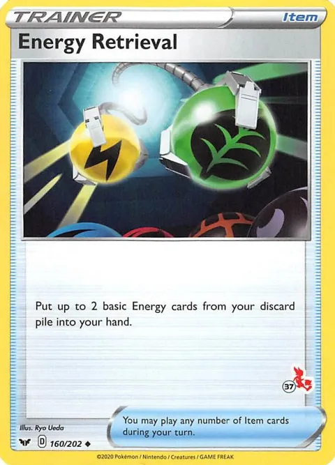 Energy Retrieval - 160/202 #37 Cinderace Stamped #160/202 Pokémon card from Battle Academy 2022