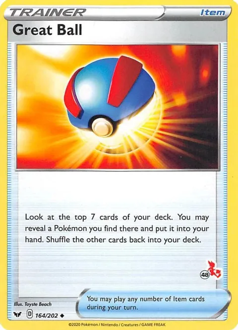 Great Ball - 164/202 #48 Cinderace Stamped #164/202 Pokémon card from Battle Academy 2022