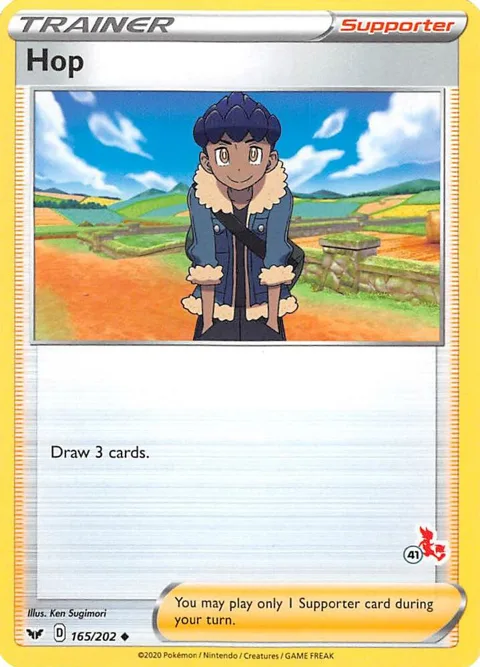 Hop - 165/202 #41 Cinderace Stamped #165/202 Pokémon card from Battle Academy 2022