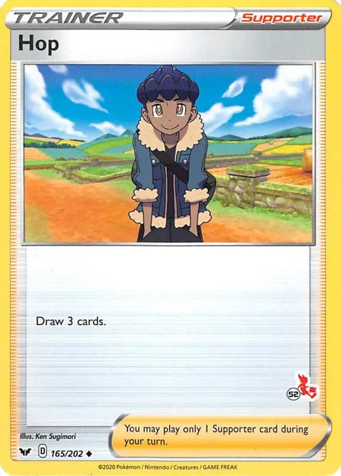 Hop - 165/202 #52 Cinderace Stamped #165/202 Pokémon card from Battle Academy 2022
