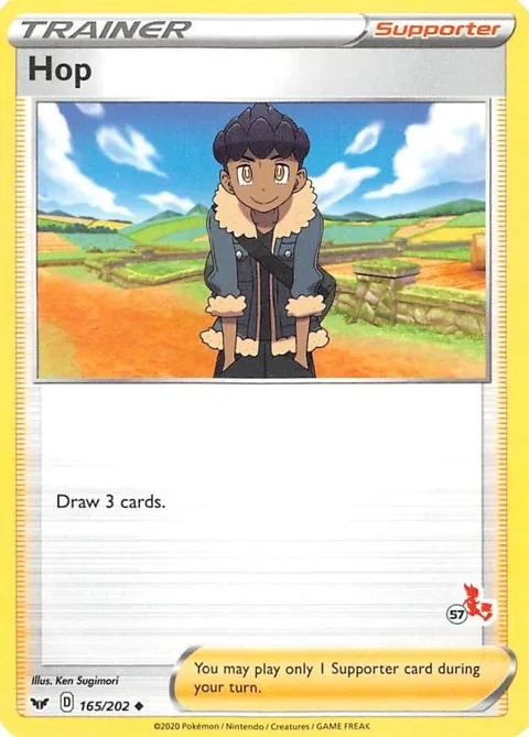 Hop - 165/202 #57 Cinderace Stamped #165/202 Pokémon card from Battle Academy 2022