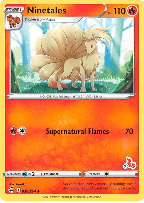 Ninetales - 030/264 #7 Cinderace Stamped #030/264 Pokémon card from Battle Academy 2022