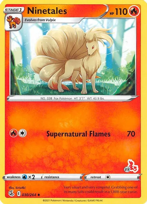 Ninetales - 030/264 #23 Cinderace Stamped #030/264 Pokémon card from Battle Academy 2022