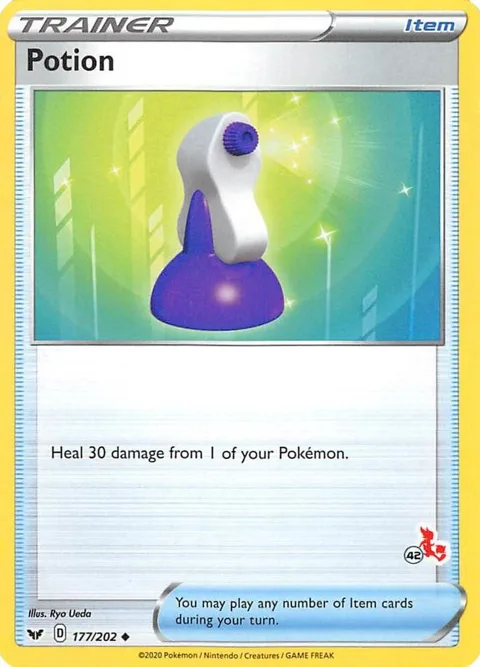 Potion - 177/202 #42 Cinderace Stamped #177/202 Pokémon card from Battle Academy 2022