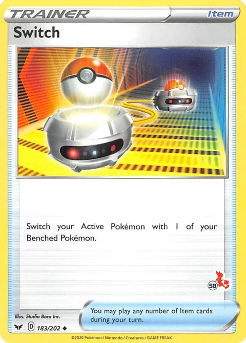 Switch - 183/202 #58 Cinderace Stamped #183/202 Pokémon card from Battle Academy 2022