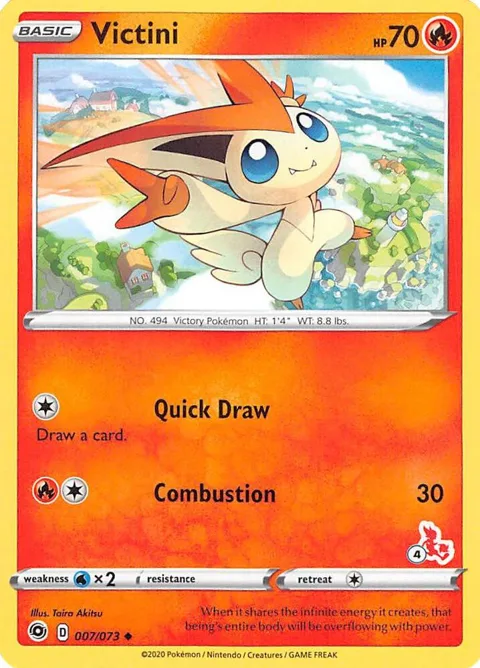 Victini - 007/073 #4 Cinderace Stamped #007/073 Pokémon card from Battle Academy 2022