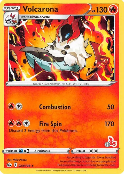 Volcarona - 024/198 #44 Cinderace Stamped #024/198 Pokémon card from Battle Academy 2022