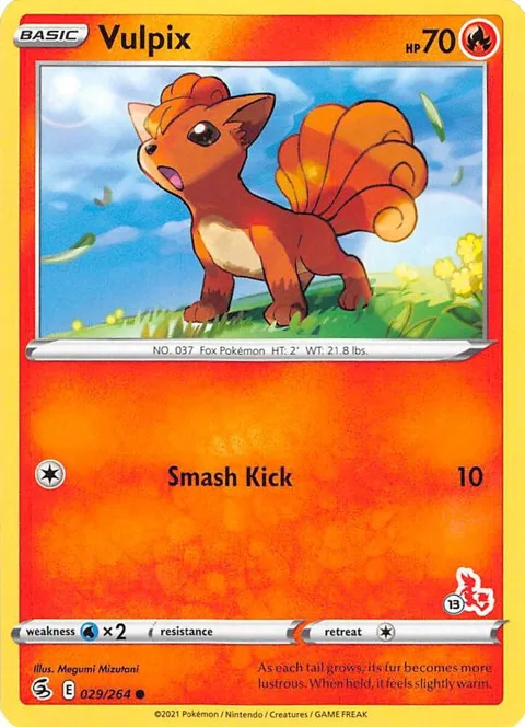 Vulpix - 029/264 #13 Cinderace Stamped #029/264 Pokémon card from Battle Academy 2022